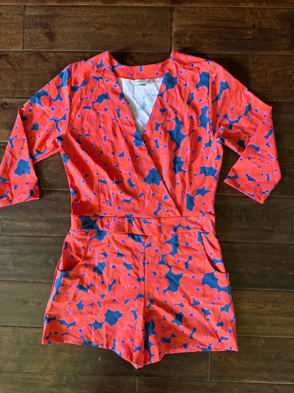 MAHI GOLD Coral & Purple Floral Romper